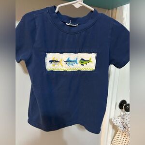 Kids Navy Blue Smocked fish shirt 18 mo - 24 mo.